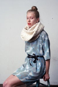 Image of as seen in BUST magazine lambton EXTRA-chunky version of merino wool cowl (shown in natural)