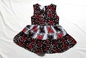 Image of Kenyan Kanga Cotton print girls ruffle dress in pink & brown