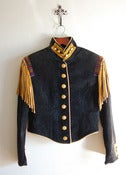 Image of Double D Ranch Wear Calvary Jacket Vintage Fringed and Beaded Cropped Military Jacket