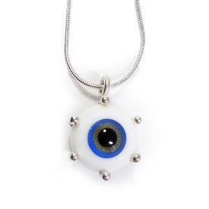 Image of Small Silver & Glass Eyeball Necklace