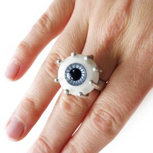 Image of Large Silver & Glass Eyeball Ring