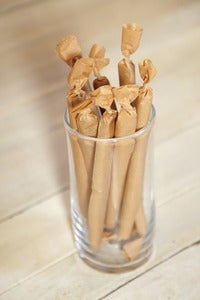 Image of Unique Handblown Glass with Caramel Sticks