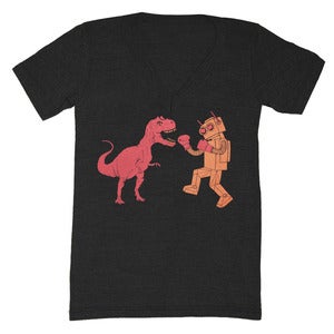 Image of Dinosaur Vs Robot V-neck