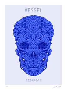 Image of Vessel (Blue skull) screen print