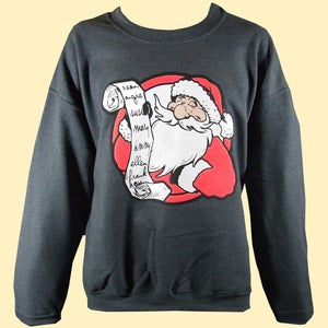 Image of Unisex Santa's List Christmas Sweatshirt - Midnight Grey