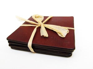Image of Leather Drink Coaster Set Made in USA