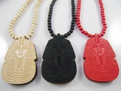 Image of Pharaoh Last Kings Style Wood Necklace in Red or Black
