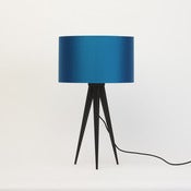 Image of Capri silk lampshade with silver lining black table lamp