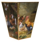 Image of Chickens in the Barnyard Wastebasket