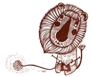 Image of Secret Skills.  A Limited Edition Lion Lino Print A4