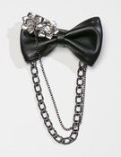 Image of CHRISTOPHER CHAUN "Finale II" Metal Flower & Chain Leather bow tie
