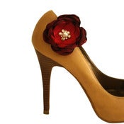 Image of Red and Burgundy Bridal Shoe Clips