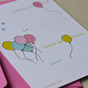 Image of Invitations Ballons, L'encre violette