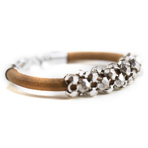 Stud Mesh and Leather Bracelet - Silver