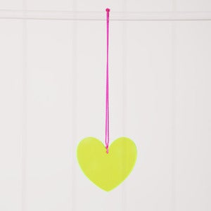 Image of I think I kinda love you - neon yellow heart decoration