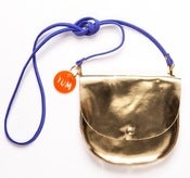 Image of Gold Largeish Leather Locket Handbag