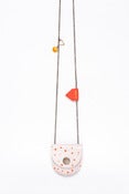 Image of Tiny Baby Pink & Orange Spotty little leather locket