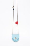 Image of Tiny Powder blue & red Leather Locket