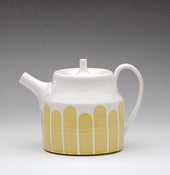 Image of Saffron Yellow Striped Teapot