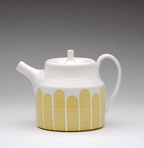 Image of Saffron Yellow Striped Teapot