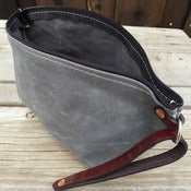 Image of Waxed Canvas Clutch - Charcoal with dyed leather
