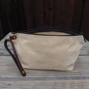 Image of Waxed Canvas Clutch - Natural with dyed leather