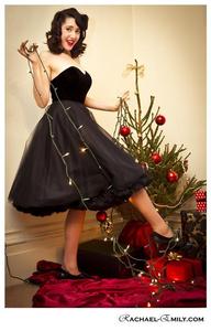 Image of *Black Velvet, satin and tulle dress