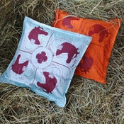 Image of Lucky Horse Pillow, Fire Orange or Ice Blue 