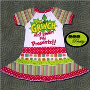 Image of The Grinch Ain’t Stealin’ My Presents Double Ruffle Dress - Size 3/4