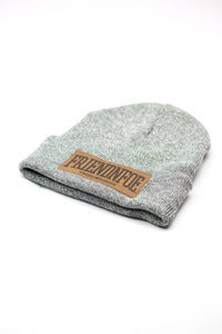 Image of The Grey Leather Patch Beanie