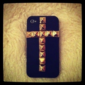 Image of Cross-Shaped Gold Studded iPhone 4/4s Cover