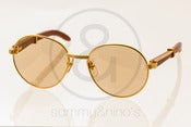 Image of Cartier Bagatelle wood 55-18 gold:: Vintage Sunglasses