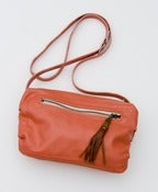 Image of ON SALE ! ALL LEATHER coral crossbody bag