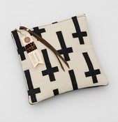Image of -S O L D- hand painted crosses zip clutch with METAL zipper