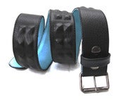 Image of No.80026 double row hidden pyramid stud belt. black saddle leather