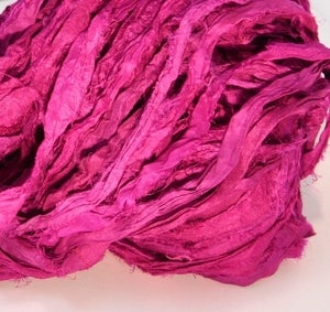 Image of Mumbai Magenta  Recycled Silk Sari Ribbon Yarn 100g