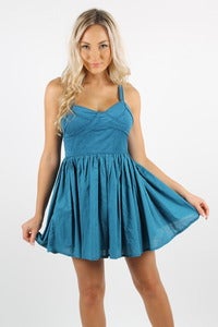 Image of UNTAMED TEAL SKATER DRESS