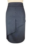 Image of Pleat Front Skirt, Navy Pinstripe Denim