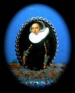 Image of Georgian Style OMARINA Heirloom Collection Brooch Pin 'Portrait of a Girl' Nicolaes Eliasz Pickenoy