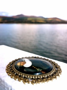 Image of Victorian Antique Memento Style OMARINA Heirloom Collection Large PIN BROOCH 'Portrait of a Girl'