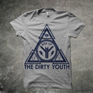 Image of Pyramid T Shirt Navy Blue on Grey **NEW**