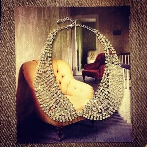 Image of Crystal Studded Shirt-Collar Necklace