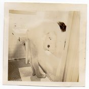 Image of NUDE WOMAN PREPARES BATH VINTAGE SNAPSHOT PHOTO 