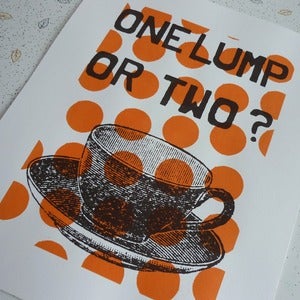 Image of One Lump or Two screenprint on paper - clementine/chocolate