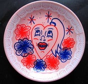 Image of Pink Heart Hand painted plate by Pacolli