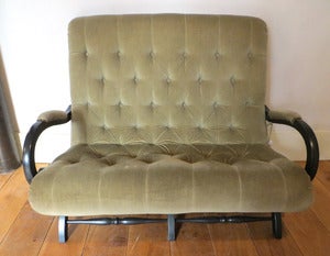 Image of BANQUETTE EN VELOURS DE STYLE ANGLAIS - REF.1208