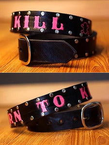 Image of Studded Custom Leather Name Belt, Personalized With Anything