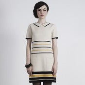 Image of shirley sweater dress - cream/black/mustard