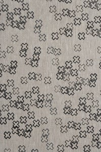 Image of cross dotty steel and charcoal linen