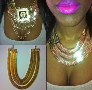 Image of Three Strand Gold Necklace Flat